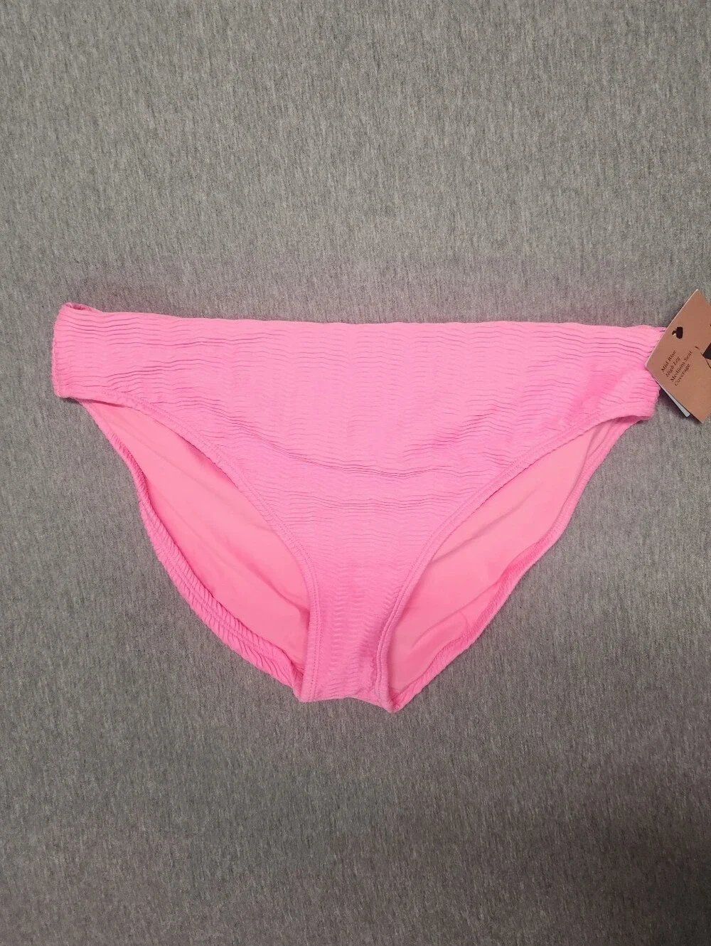 Shade & Shore Jacquard Mid‑Rise High‑Leg Bikini Bottom – Pink L